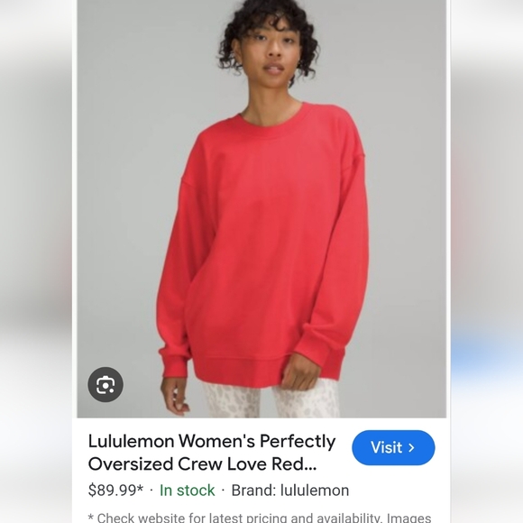 Lululemon Perfectly Oversized Crew in a vibrant red or orange color Size 14 - Picture 7 of 7